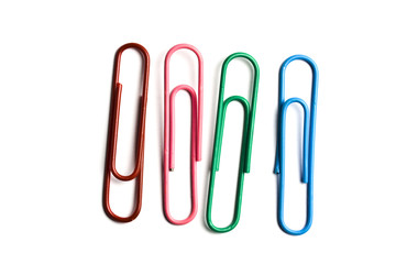Four multicolored paperclips