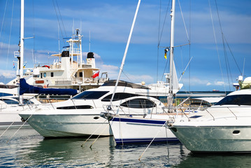 White yachts on an anchor