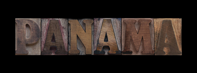the word Panama in old letterpress wood type