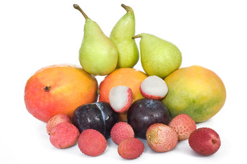 Naklejka na ściany i meble pears,mango,plums and lichi