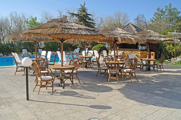 Cafe with a pool