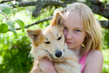 Girl with pet dog