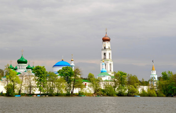 the Virgin Monastery of Raifa before storm, Kazan, Russia