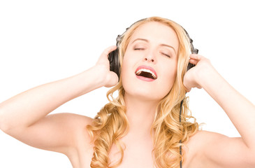 Fototapeta premium happy woman in headphones