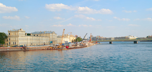 Fototapeta na wymiar landscape with river Neva