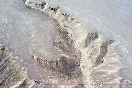 Nazca desert top view from palne