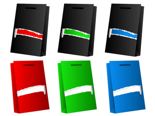 Set of shopping bags with design and place for text. Vector