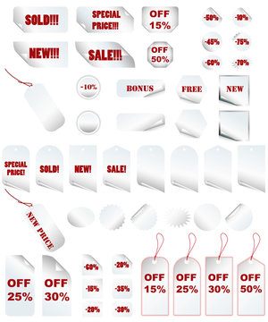 Set of white price tags.Vector