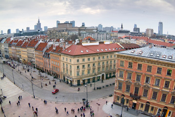 Warsaw's old town seen from the top of viewing terrace.