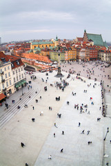 Warsaw's old town seen from the top of viewing terrace.