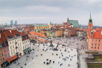 Naklejka na ściany i meble Warszawskie Stare Miasto widziane z góry taras widokowy.