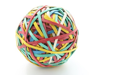 Rubber Band ball on white background