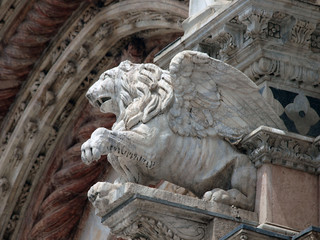 Architectural details of Duomo facade - Siena,Tuscany