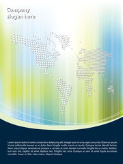 Clean blue brochure design with earth map