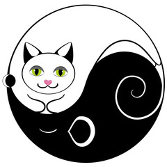 Mouse and cat ying yang symbol of harmony and balance