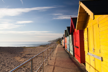 Beach huts on the Cromer beach in Great Britain