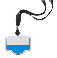 Identity badge in blue with clipping path