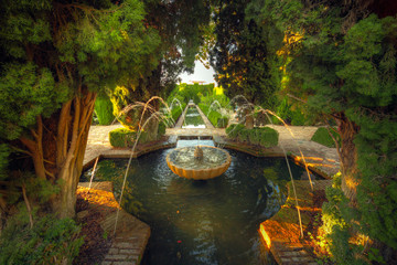 Alhambra garden, Granada, Spain - obrazy, fototapety, plakaty