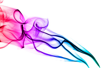 colored smoke on white background