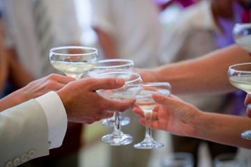 wedding theme, the hand with a glass of champagne