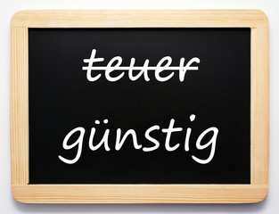 Fototapeta premium teuer / günstig - Konzept Schild