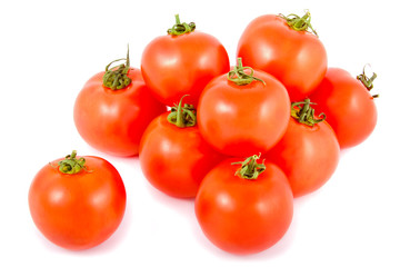 Cherry tomatoes on studio white background.