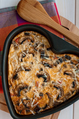 Frittata with aubergines and mushrooms