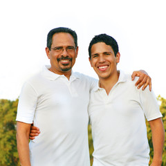 Father and son outdoor portrait