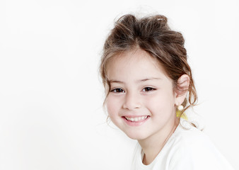 happy little girl a on white background