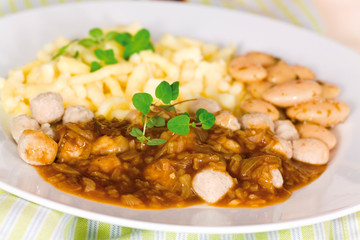 Meat Balls of Poultry with onion sauce,salad