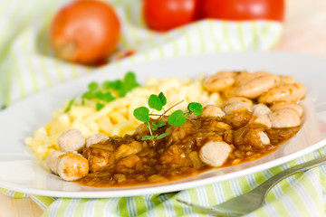 Meat Balls of Poultry with onion sauce,salad