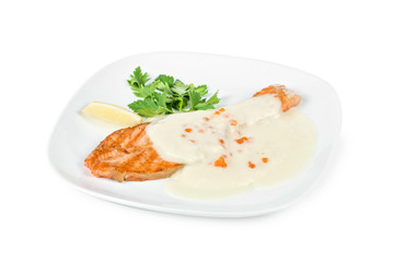 Grilled salmon steak