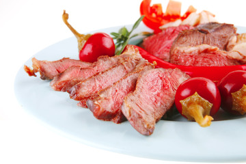 roast meat slices on plate