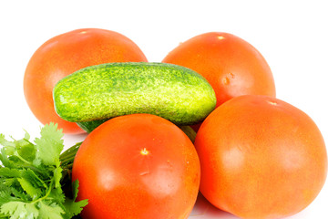 Tomato and cucumber with  coriandr