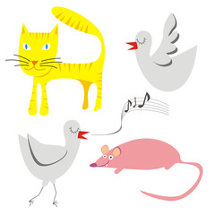 fully editable vector illustration of little funny animals