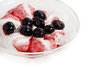 Fruit ice cream on white background