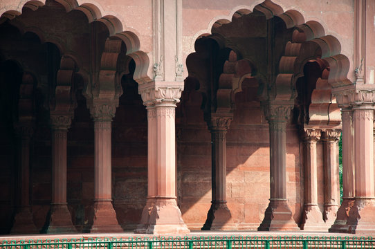 Traditional Indian Architecture at the Red Fort in Delhi, India.