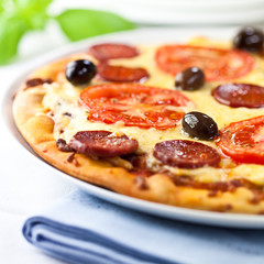 Pizza with Chorizo Salami