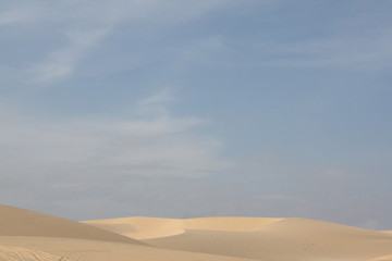 Fototapeta na wymiar Desert krajobraz z wydm i błękitne niebo