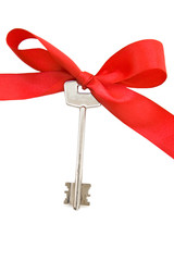 House keys with red ribbon