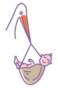 Baby mit Storch