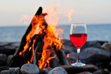 Wine Next To Campfire