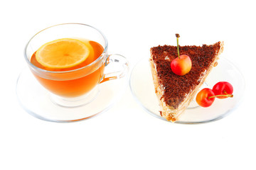 cherry cake and tea