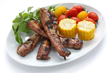 Pork spare ribs on a plate