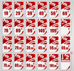prix cassés, étiquettes tous prix