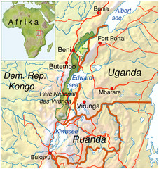 Landkarte von Uganda-Ruanda-Kongo