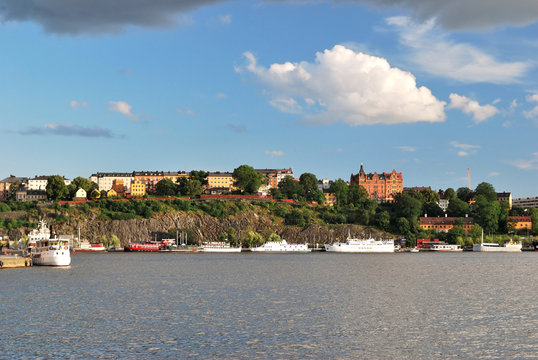 District Sodermalm and Lake Mellaren. Stockholm, Sweden