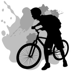 Obraz na płótnie Canvas Teenager Walking Bicycle