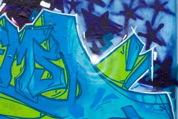Crédence de cuisine en verre imprimé Graffiti Graffitis bleus