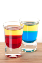 Shot cocktail collection: Red and Blue Tequila